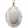 14K White Oval Locket